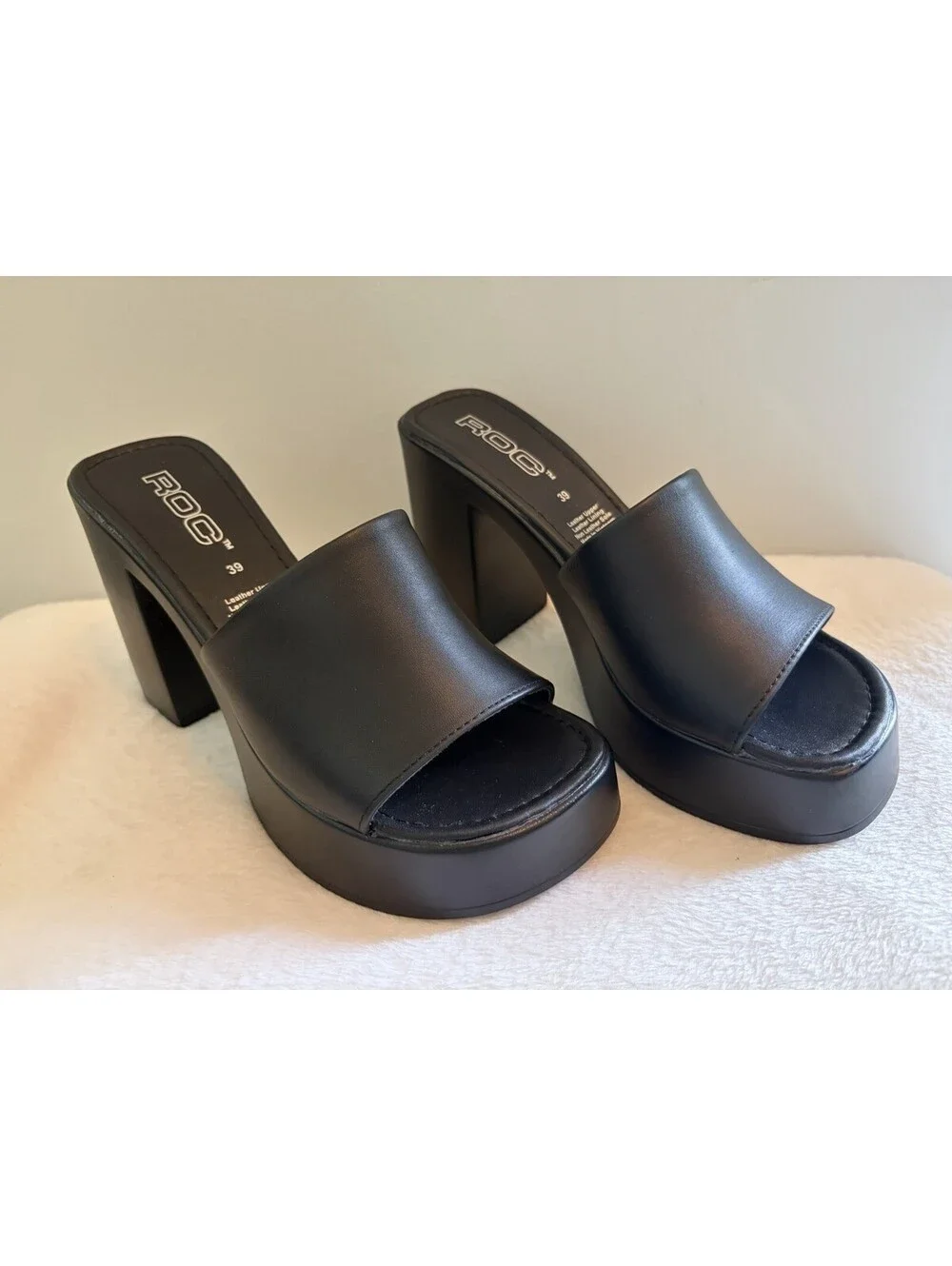 ROC Boots Australia Nina Leather Platform Mule Black New EU 39/US 8